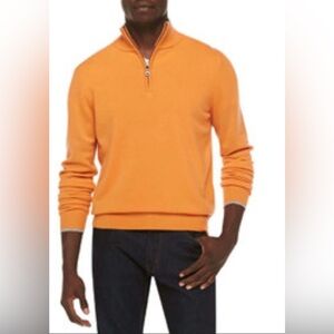 Neiman Marcus Cashmere Cloud Quarter Zip Sweater Orange